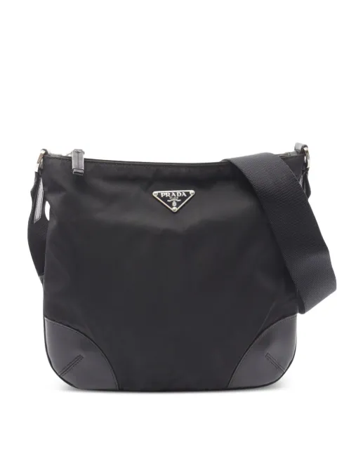 Prada Pre-Owned 2013-2026 Vitello Trimmed Tessuto Zip Top crossbody bag