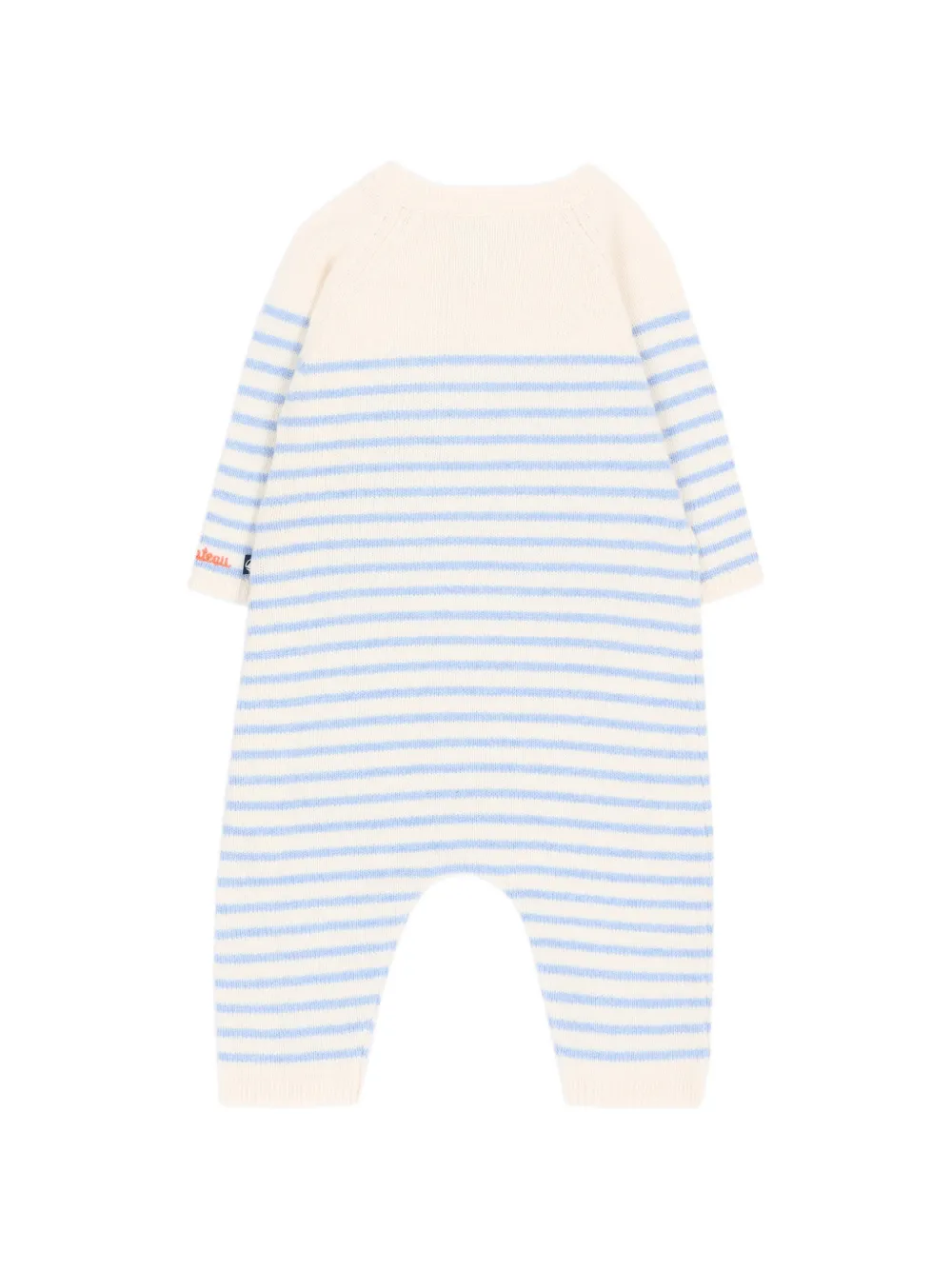 Petit Bateau Gestreepte jumpsuit met knoopsluiting Beige