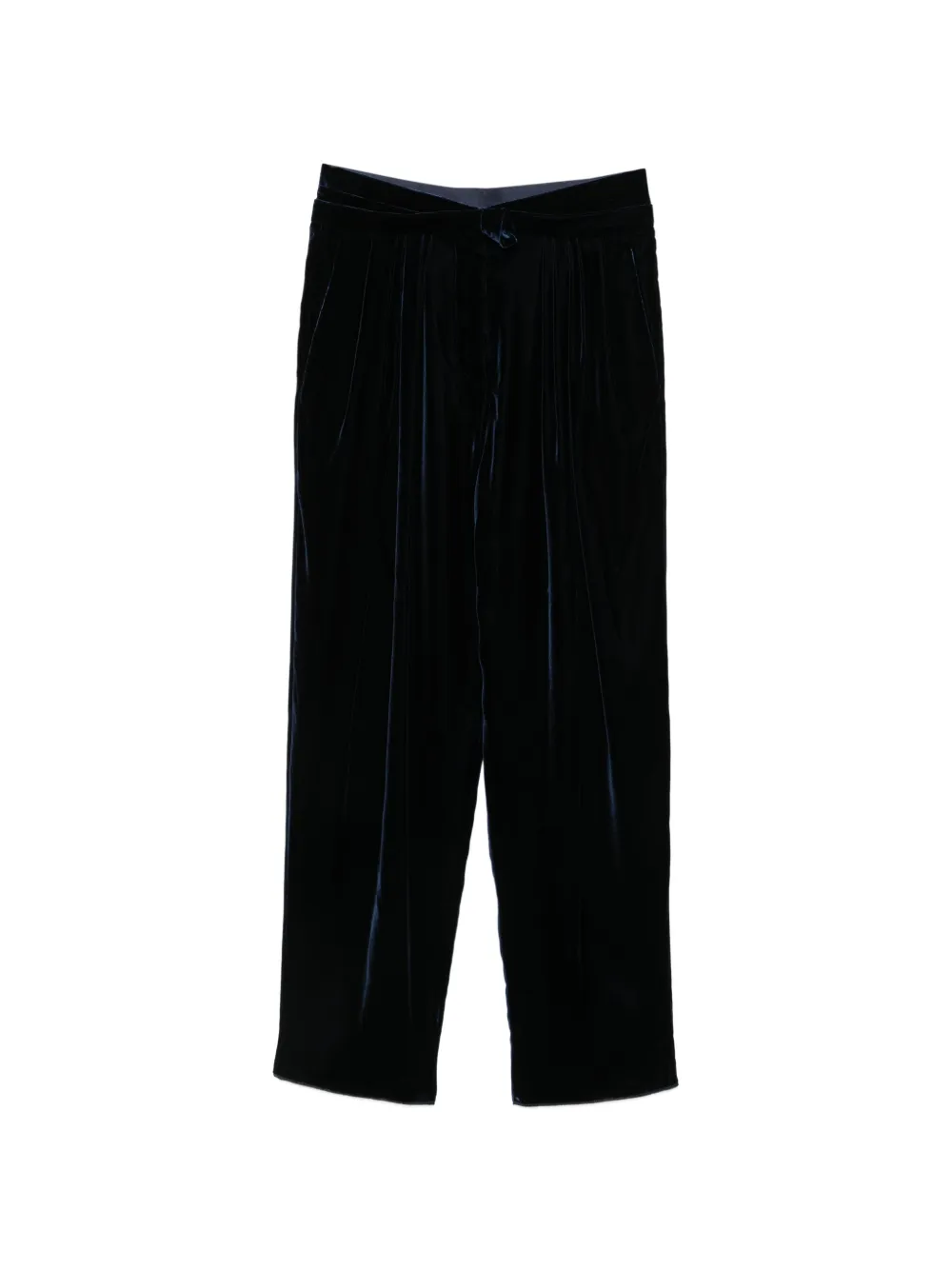 Giorgio Armani Pantaloni sartoriali in velluto con pieghe - Blu