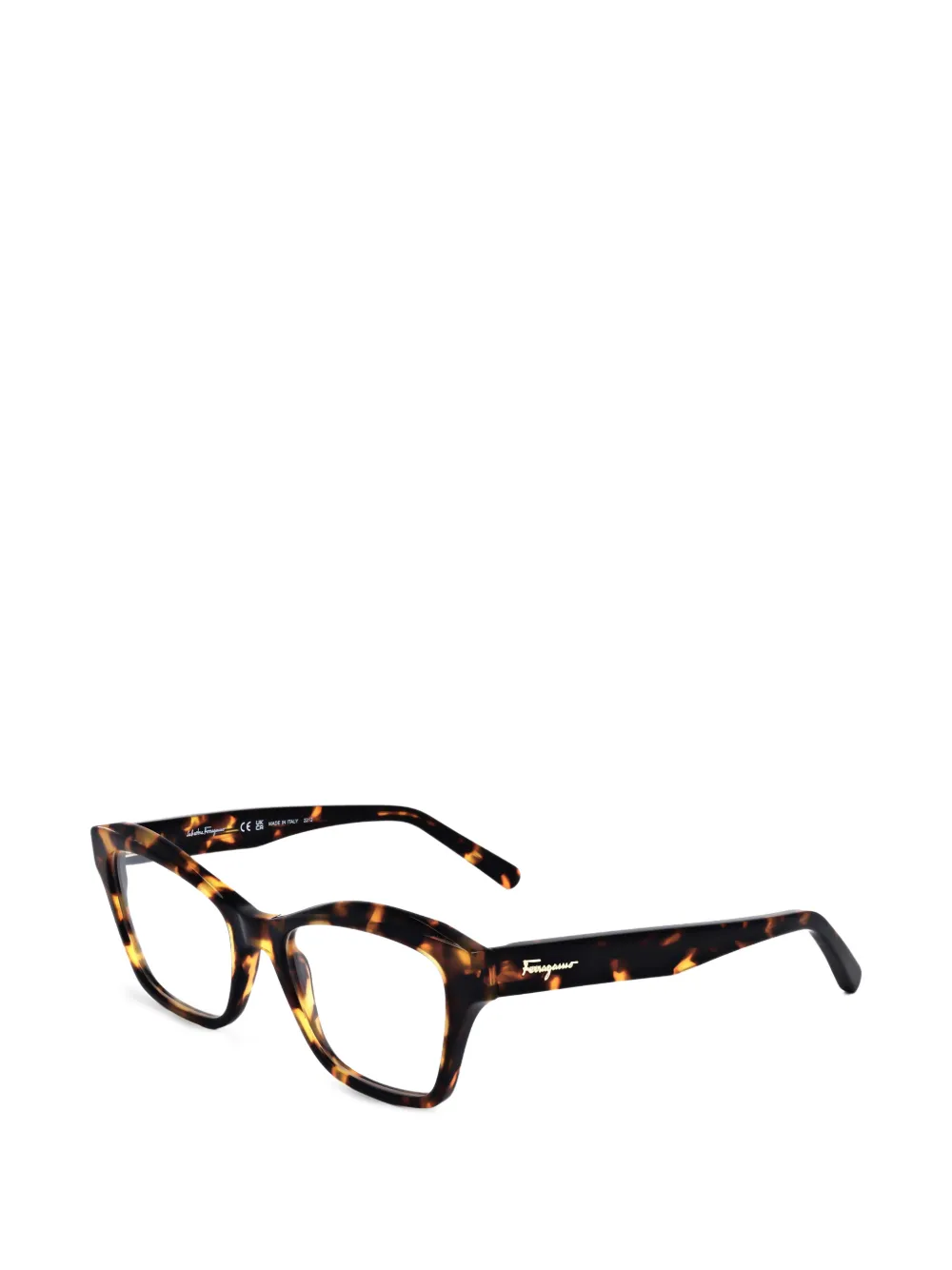 Ferragamo tortoiseshell-effect geometric-frame glasses - Marrone