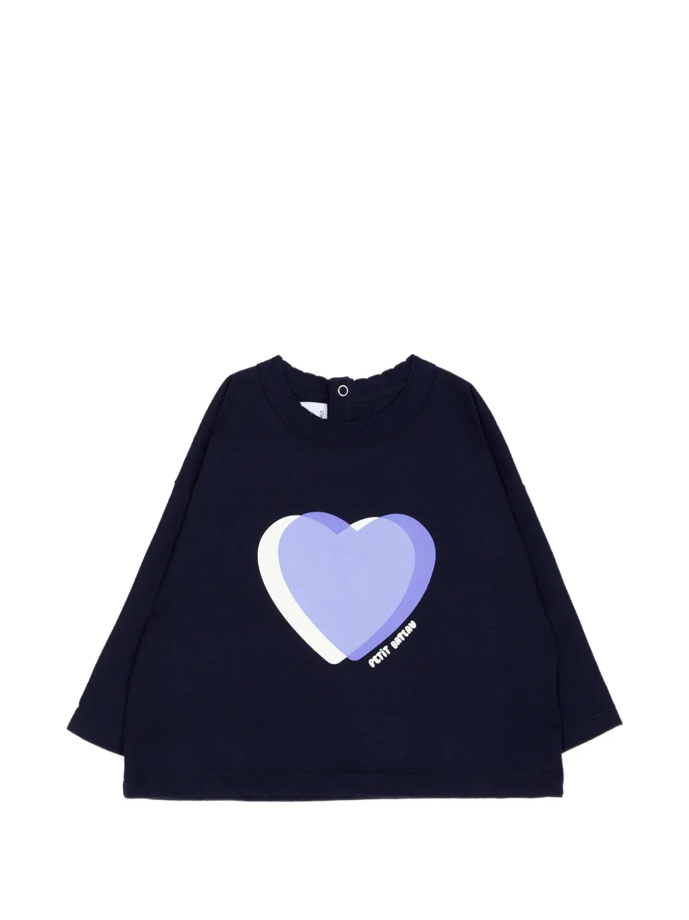 Petit Bateau heart-print long-sleeve T-shirt - Blu