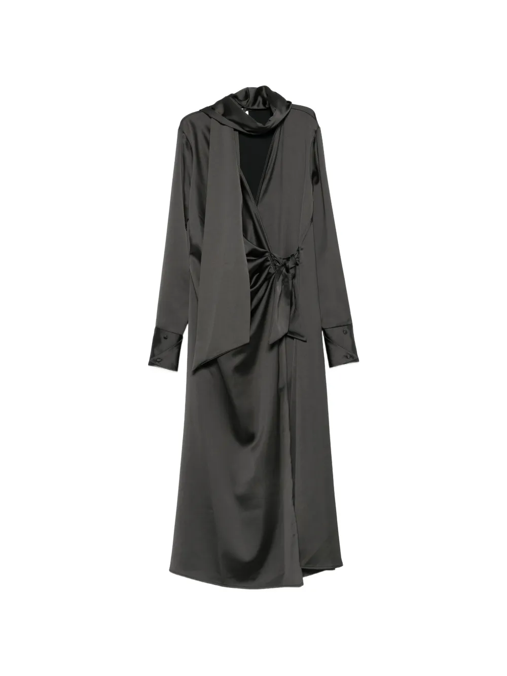 IMPERIAL satin-finish wrap midi dress