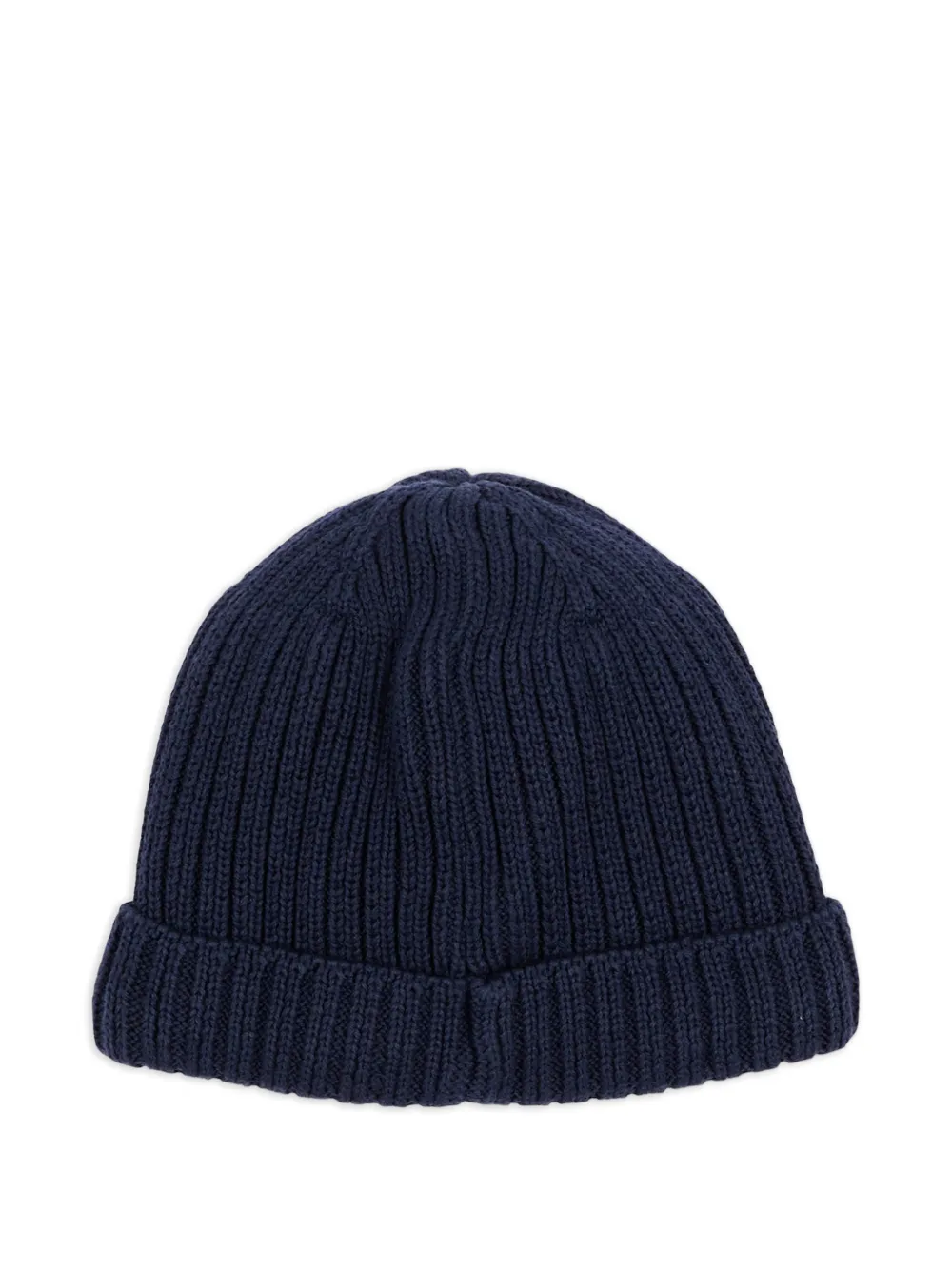 Petit Bateau Ribgebreide muts met logo-patch Blauw
