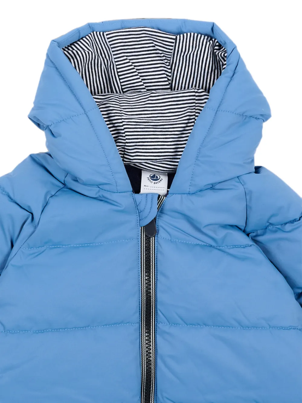 Petit Bateau quilted hooded jacket Blauw