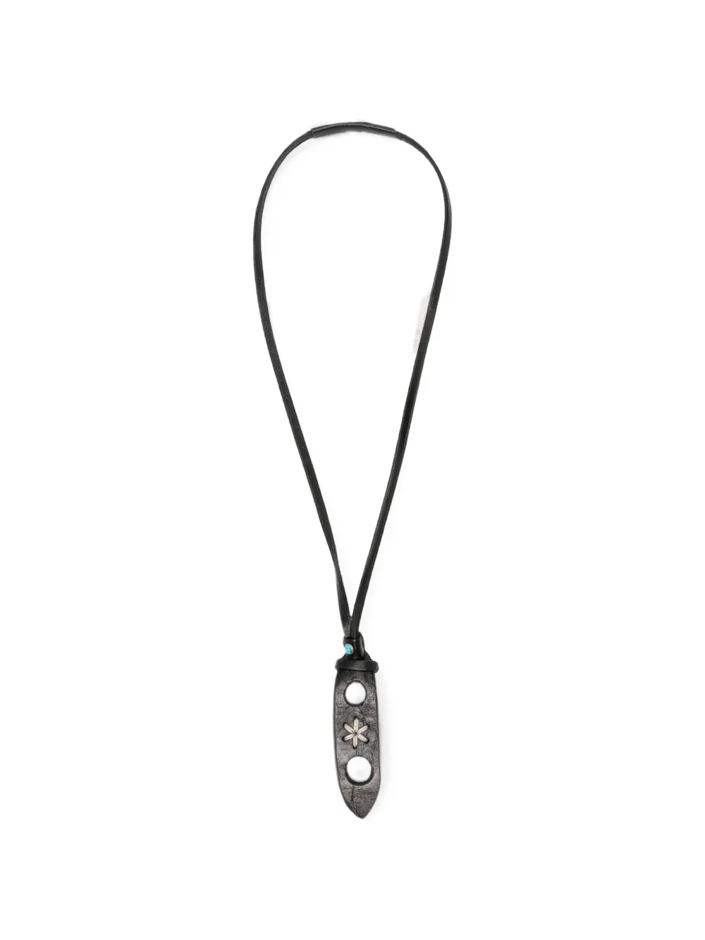 ERALDO flower-embroidered leather glasses necklace - Schwarz