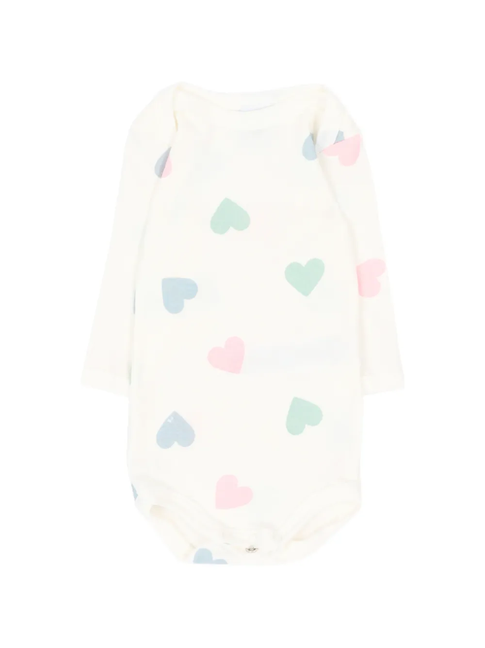 Petit Bateau Drie gestreepte rompers met hart-print Wit