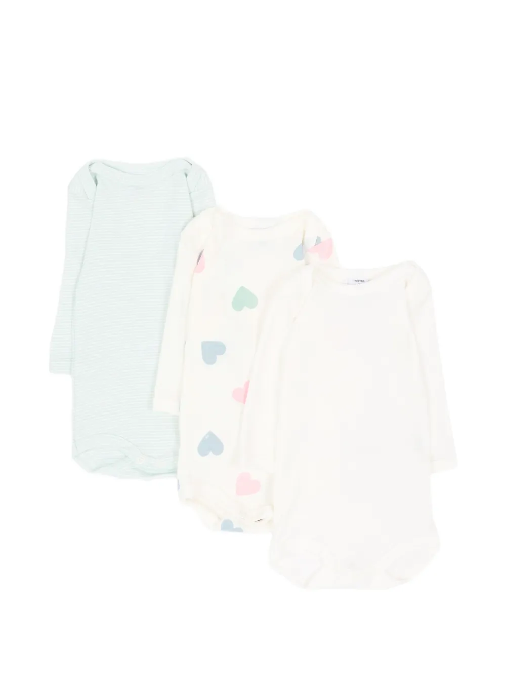 Petit Bateau heart-print striped bodysuits (set of three) - Weiß