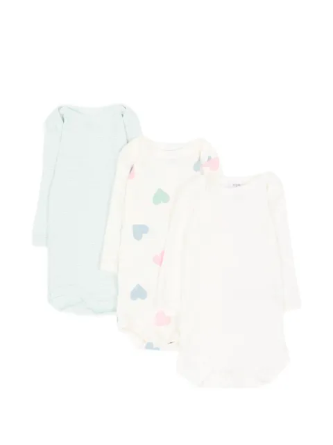 Petit Bateau heart-print striped bodysuits (set of three)