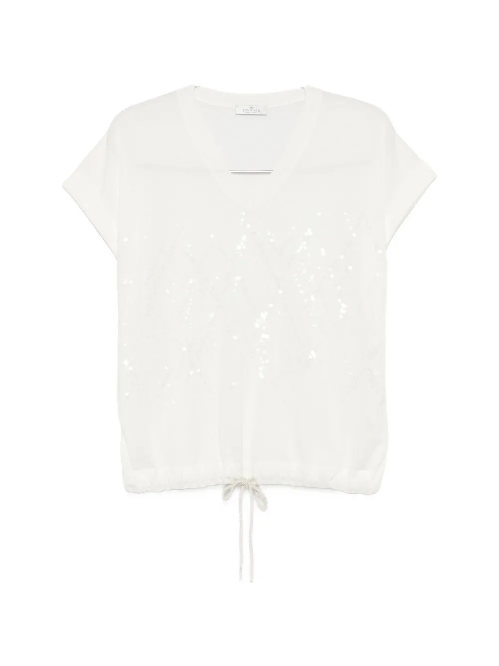 PANICALE Kordelzug-T-Shirt mit Pailletten - Weiß