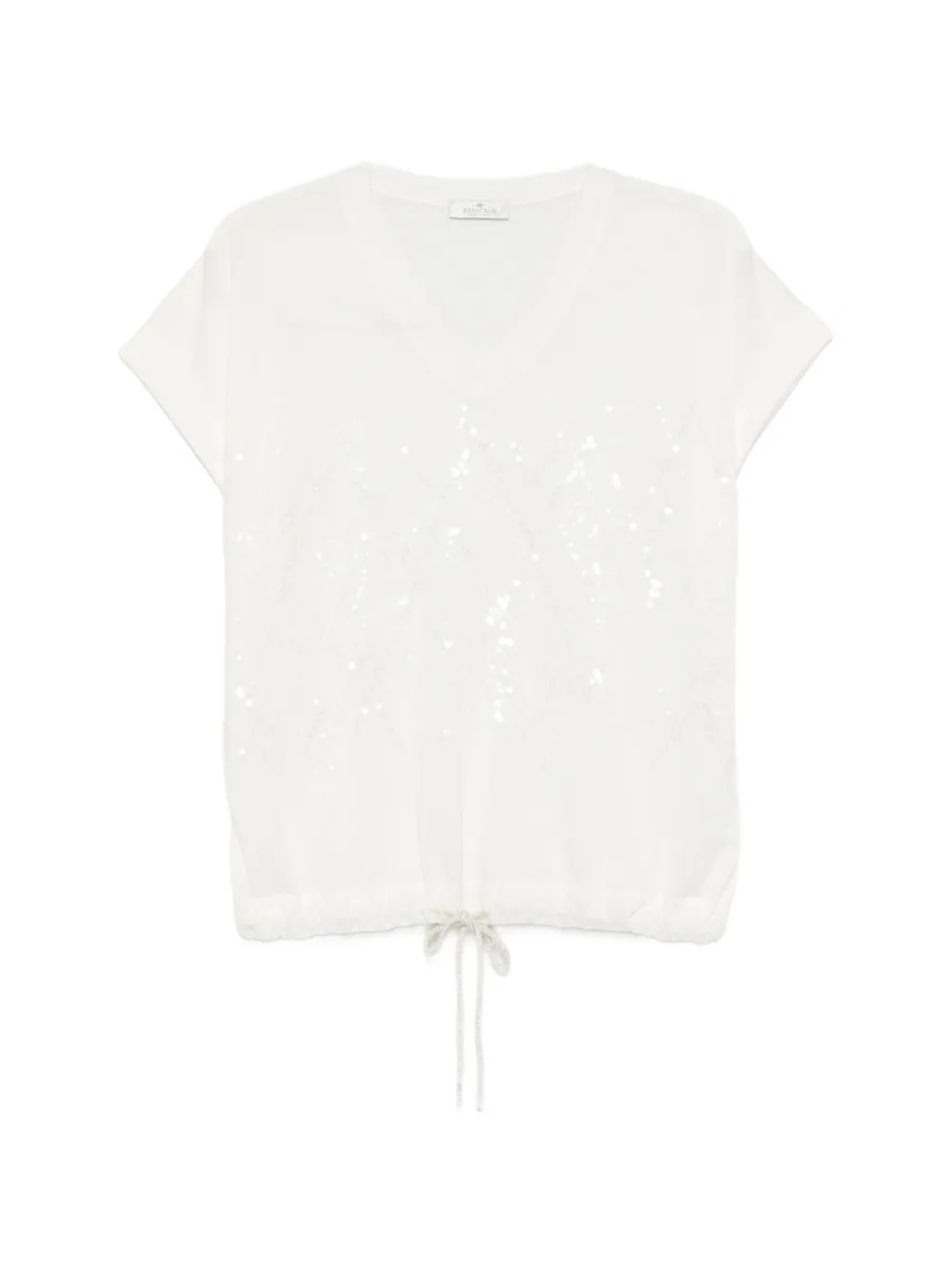 PANICALE sequin-embellished drawstring T-shirt - Bianco