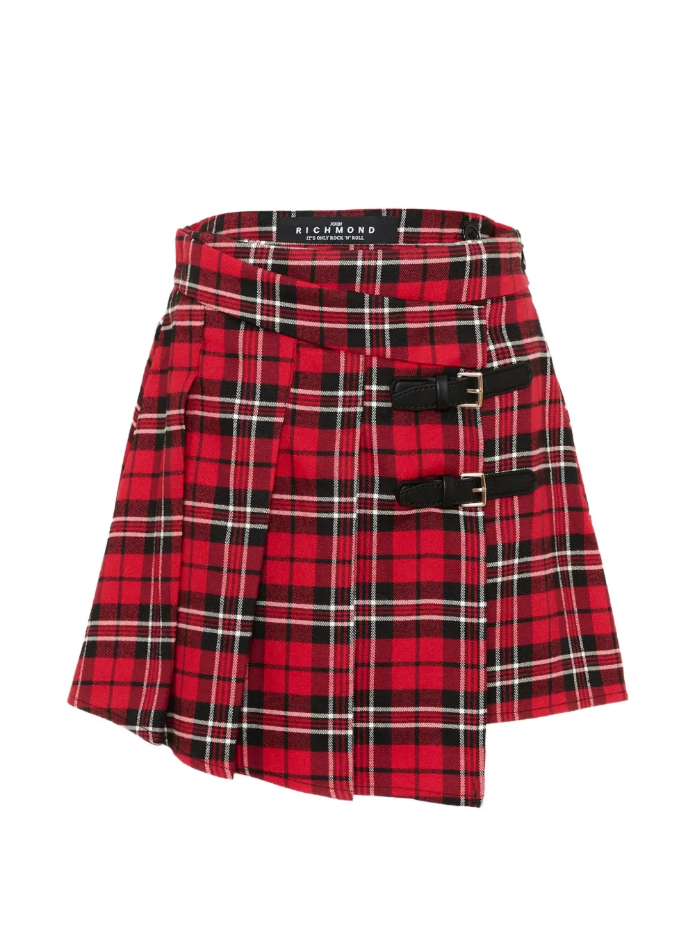 John Richmond Junior check-pattern pleated skirt - Rosso