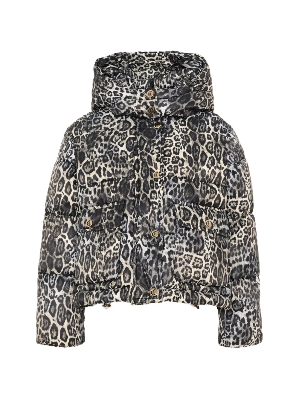 Just Cavalli Kids leopard-print padded jacket - Grigio