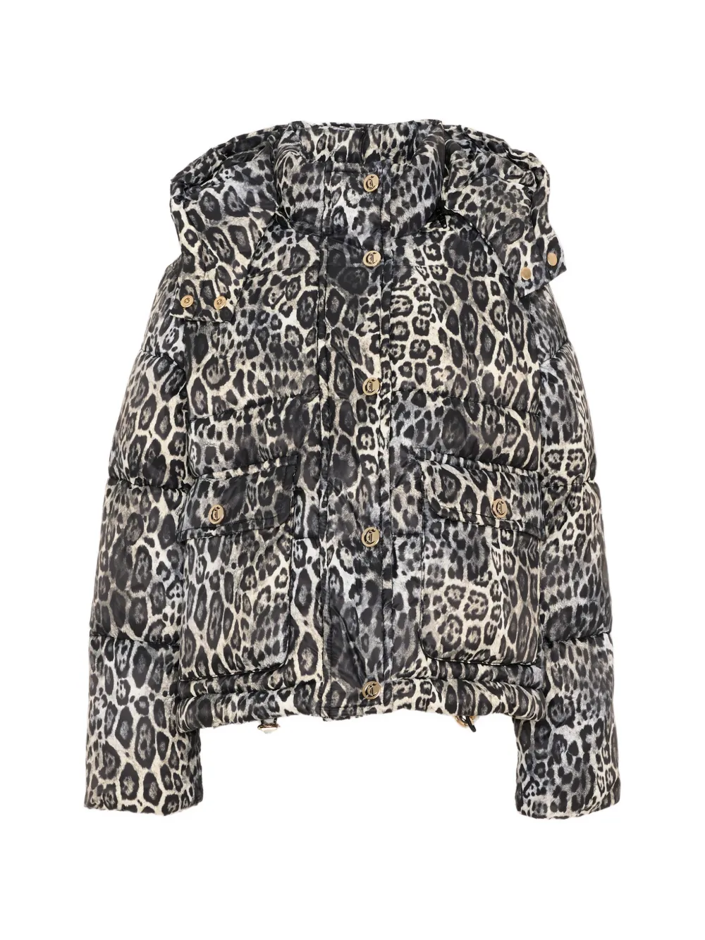 Just Cavalli Kids Gewatteerd jack met luipaard-print Grijs