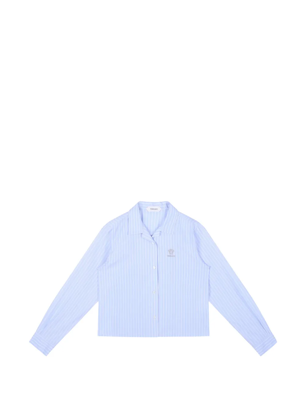 Versace Kids Medusa-embroidered stripe shirt Blauw