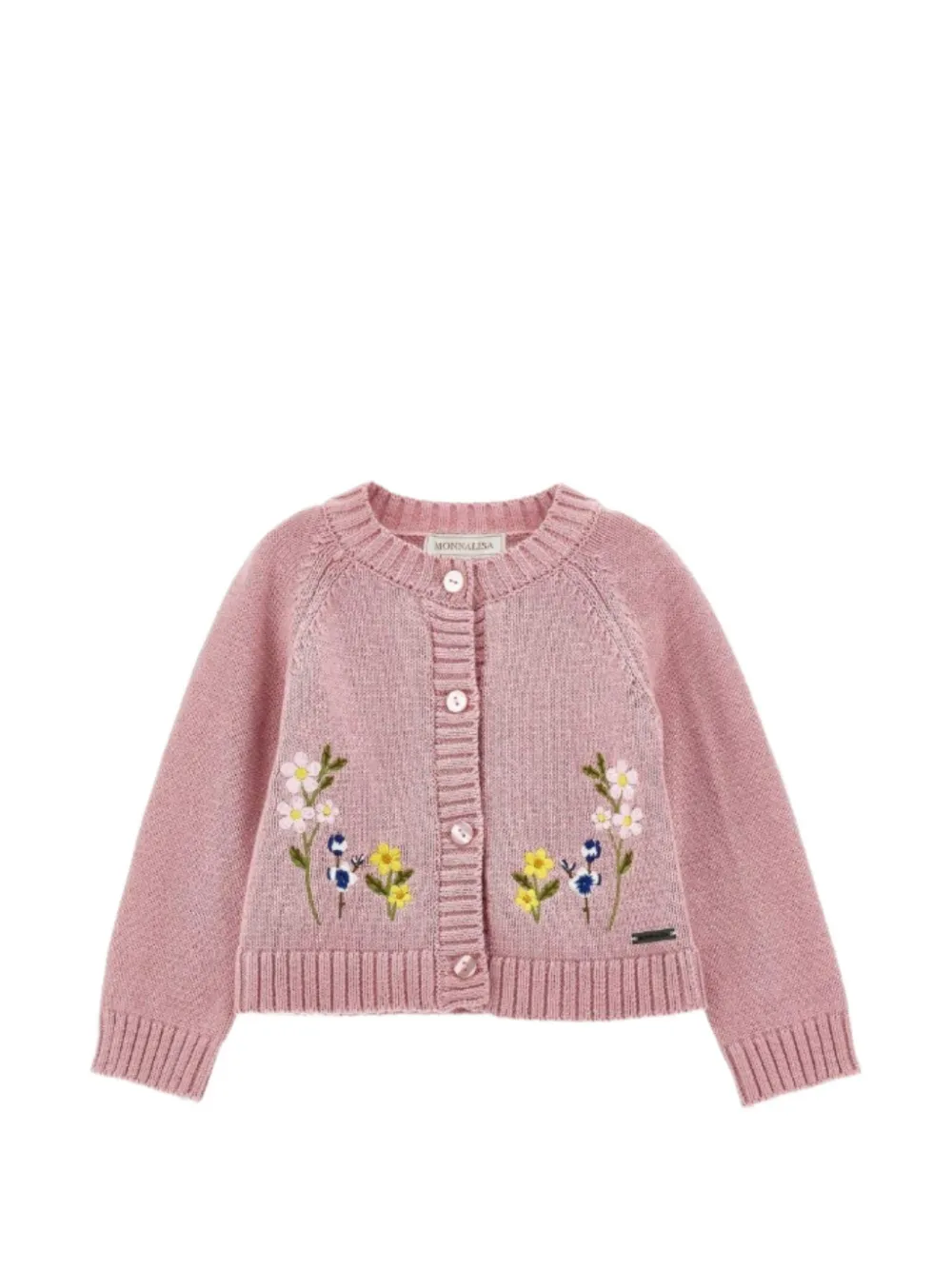 Monnalisa floral-embroidered knitted cardigan Roze