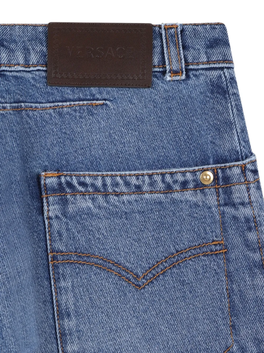 Versace Kids Jeans met riemlussen en zak Blauw