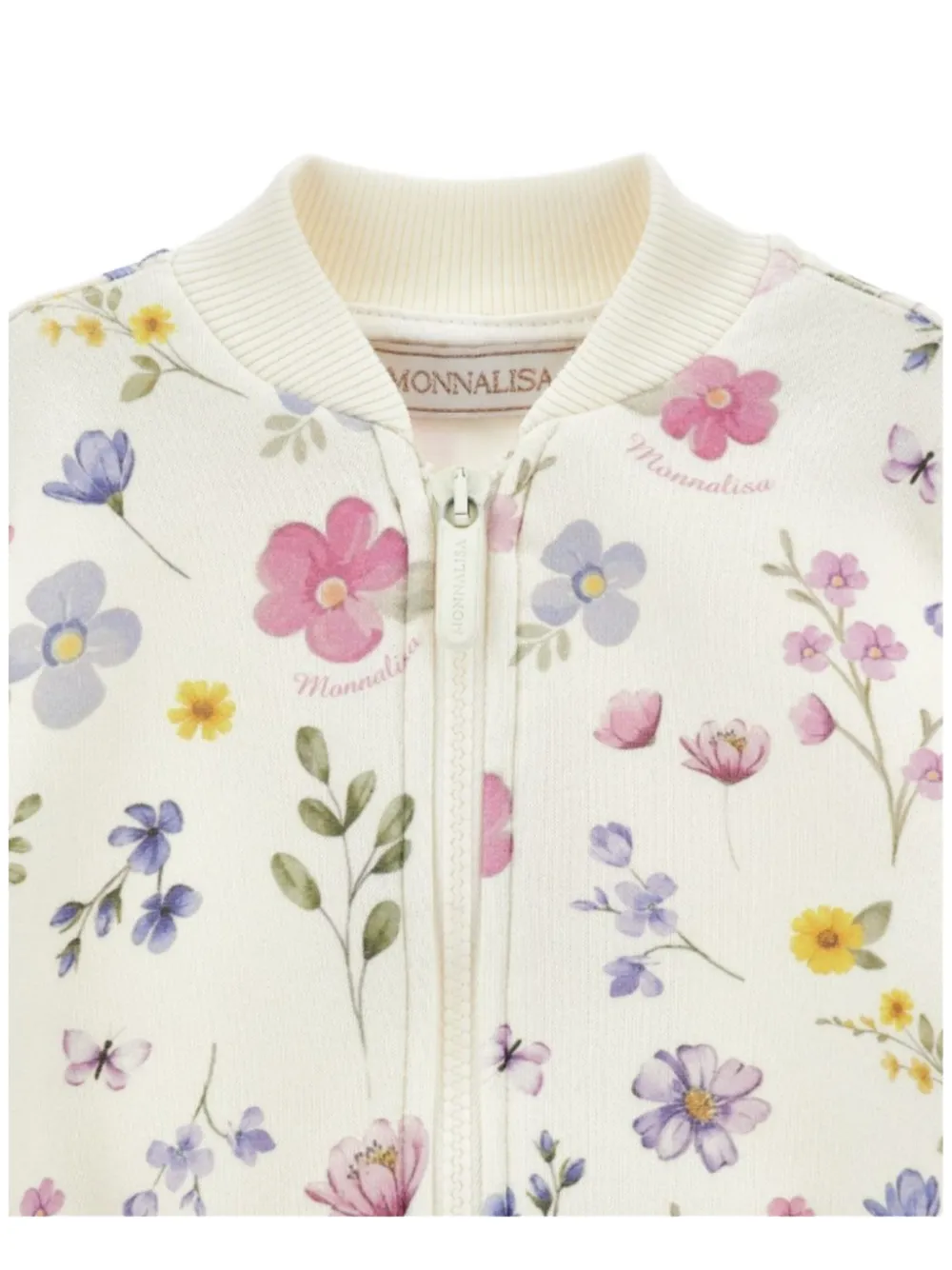 Monnalisa floral-print zip-up sweater and trousers set Beige