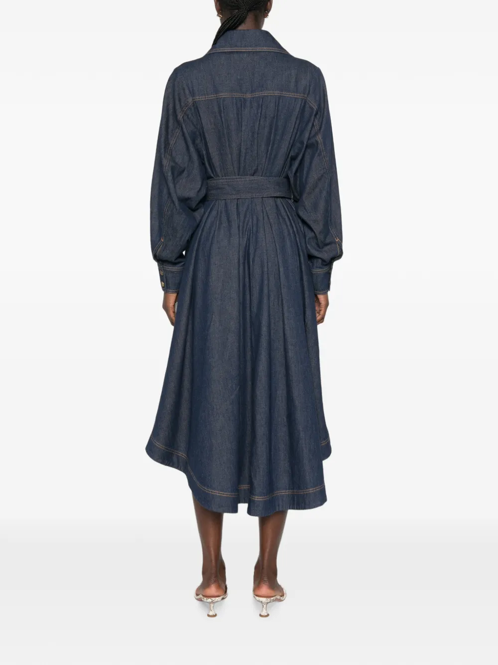 ZIMMERMANN Denim midi-blousejurk Blauw