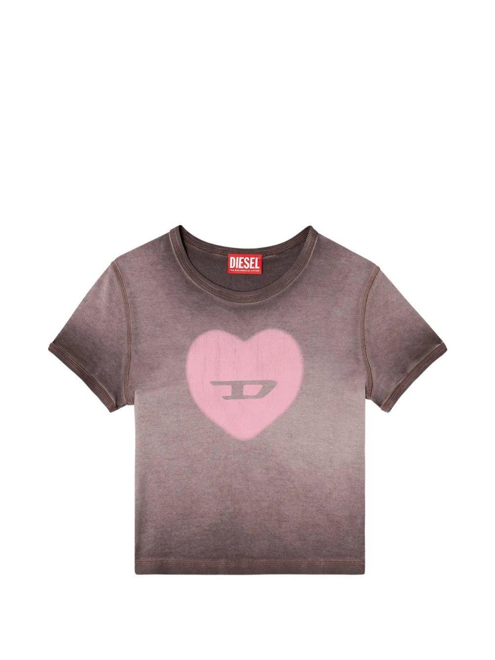 Diesel ribbed T-shirt with watercolour heart D - Viola