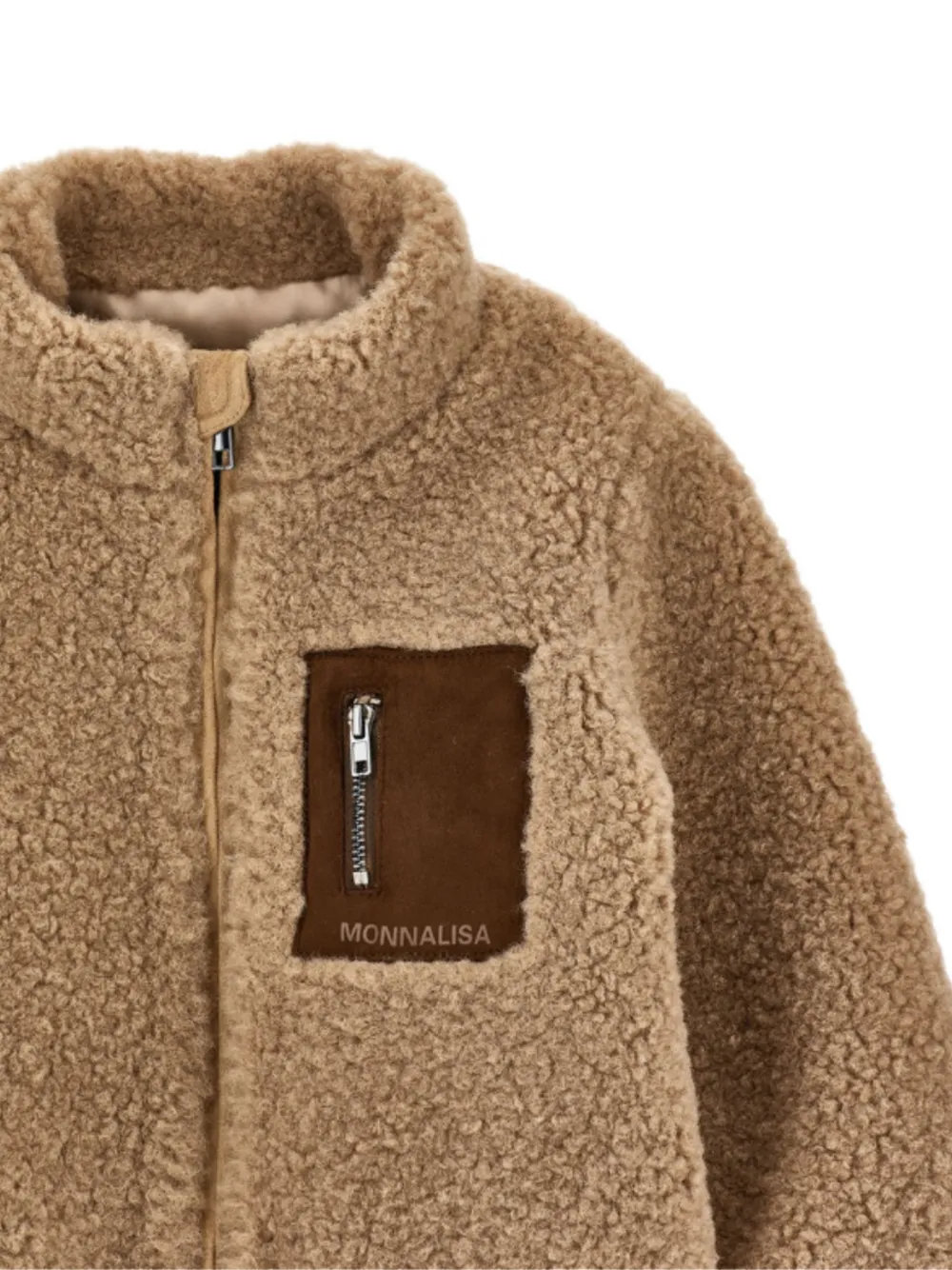 Monnalisa teddy-texture zip-up jacket Bruin