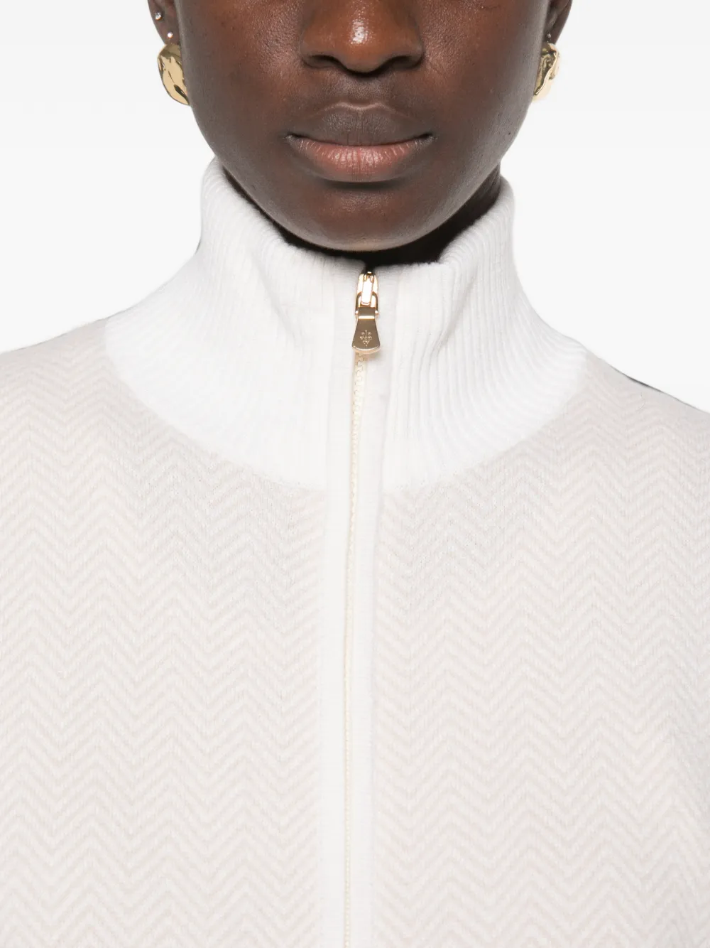 Eleventy Chevron-gebreid vest met rits Beige