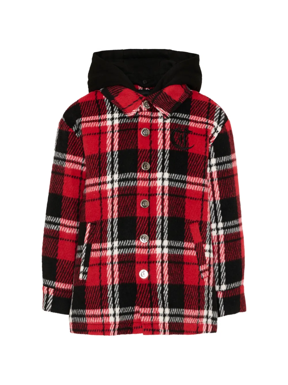 Just Cavalli Kids tartan-pattern hooded coat - Rot