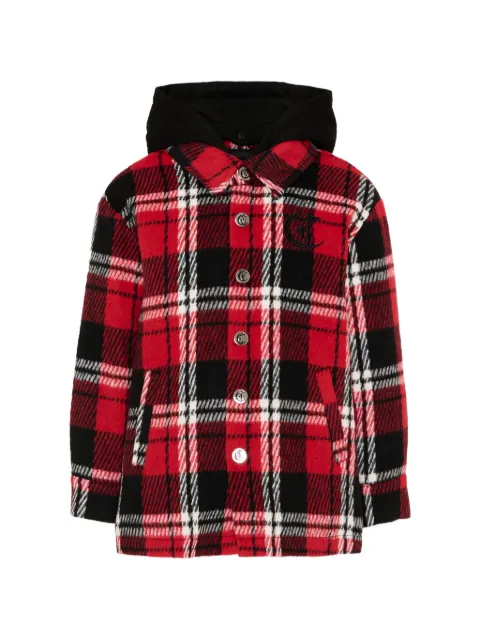 Just Cavalli Kids tartan-pattern hooded coat