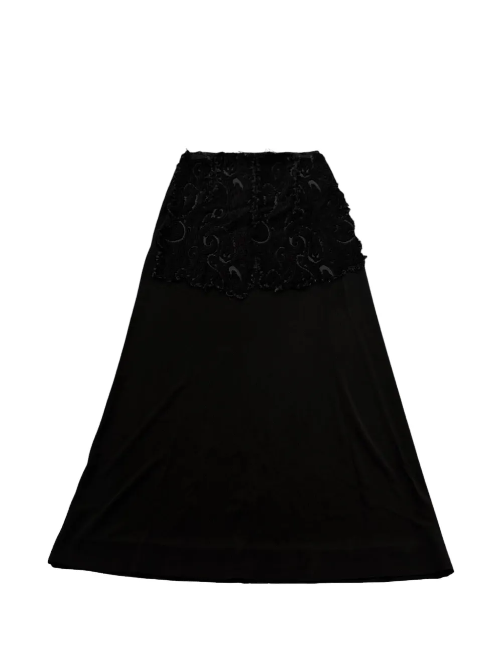 Maison Margiela lace-overlay flared midi skirt - Nero