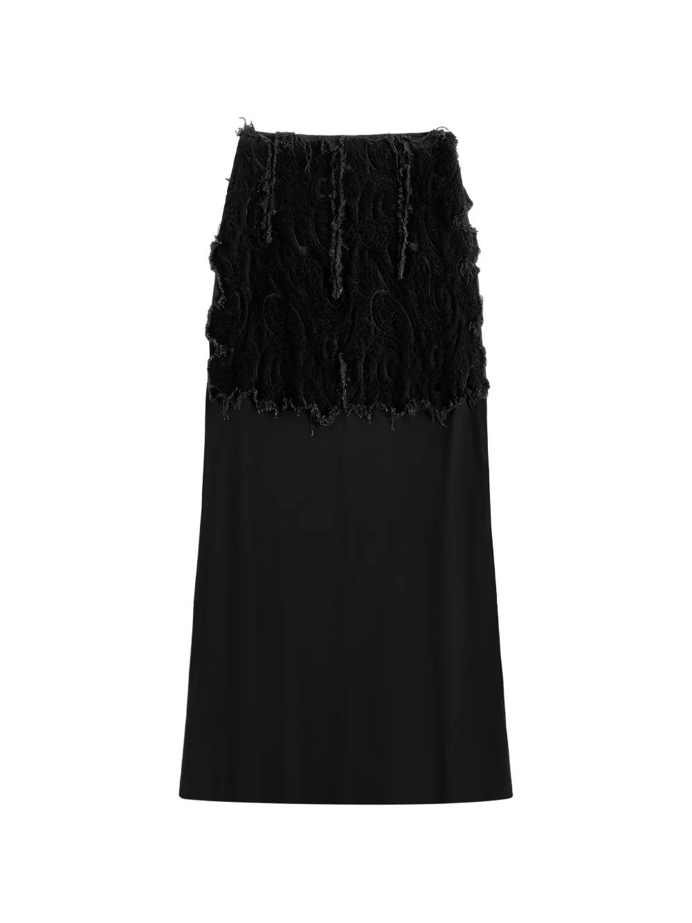 Maison Margiela velvet-panel maxi skirt Zwart