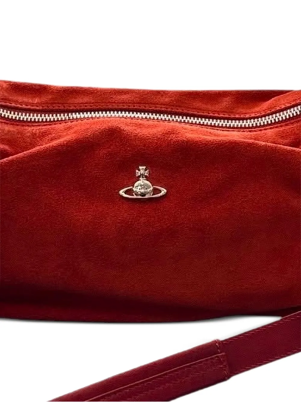 Vivienne Westwood Emma suède schoudertas met Orb-plakkaat Rood