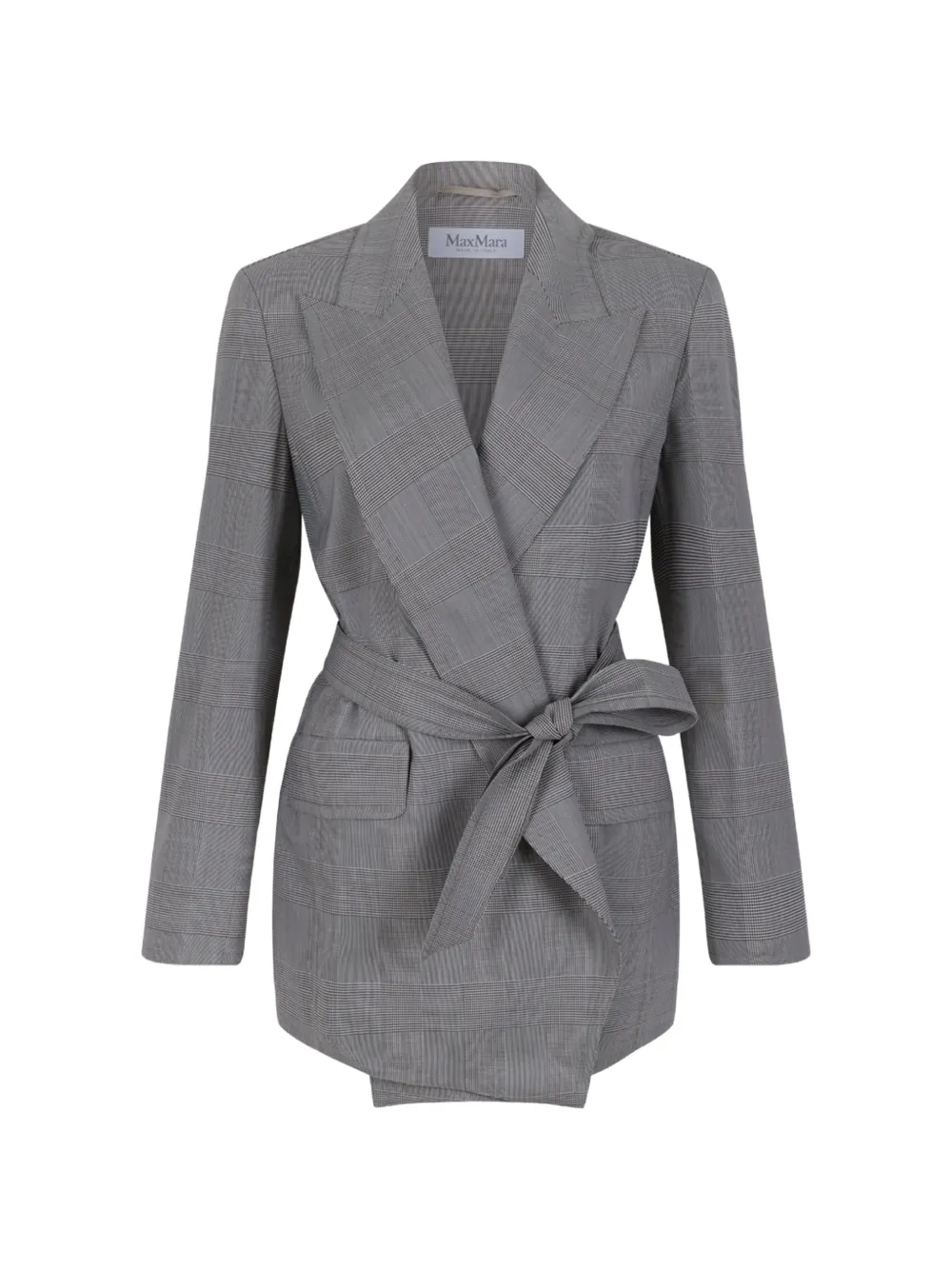 Max Mara check-pattern belted jacket - Grau