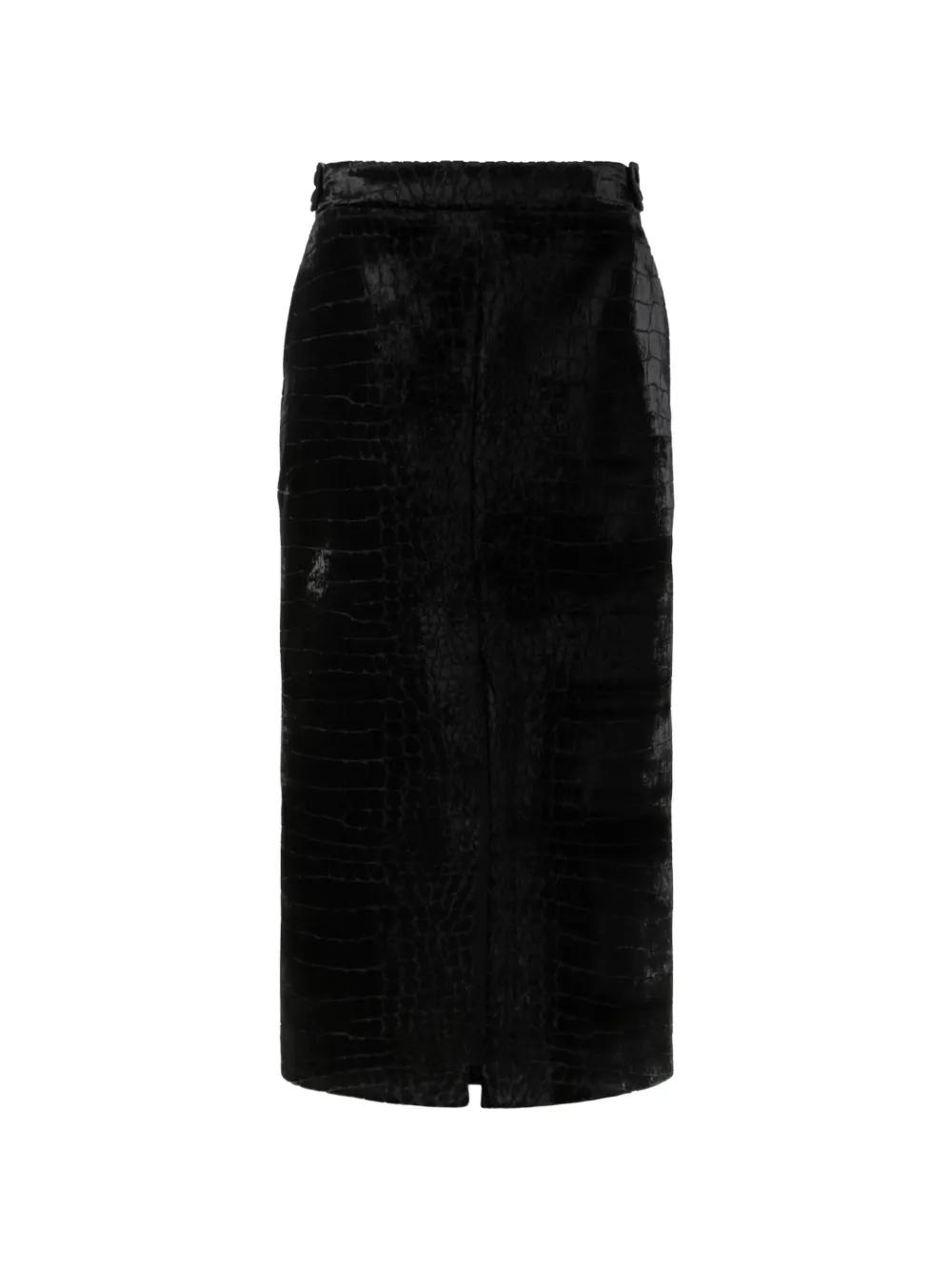 TOM FORD croc-effect velvet midi skirt