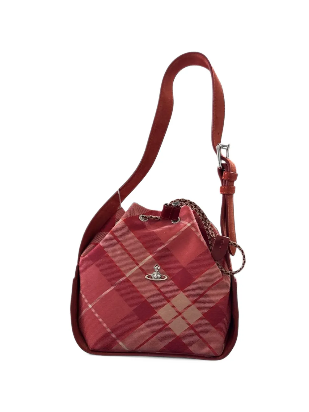 Vivienne Westwood Orb-plaque tartan shoulder bag - Rosso