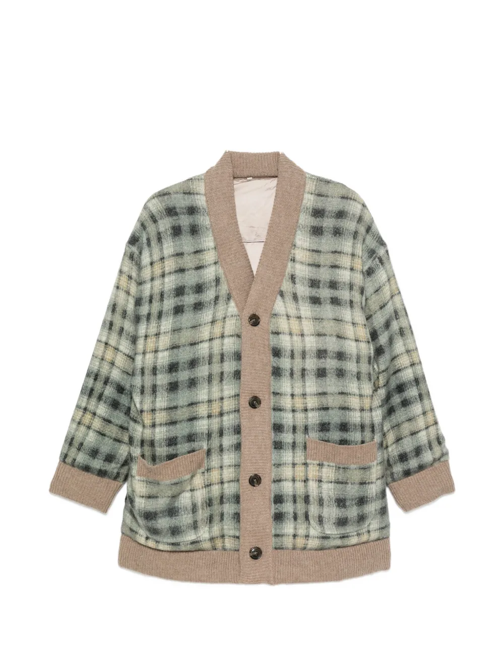 R13 Plaid-check Padded Cardigan In 绿色