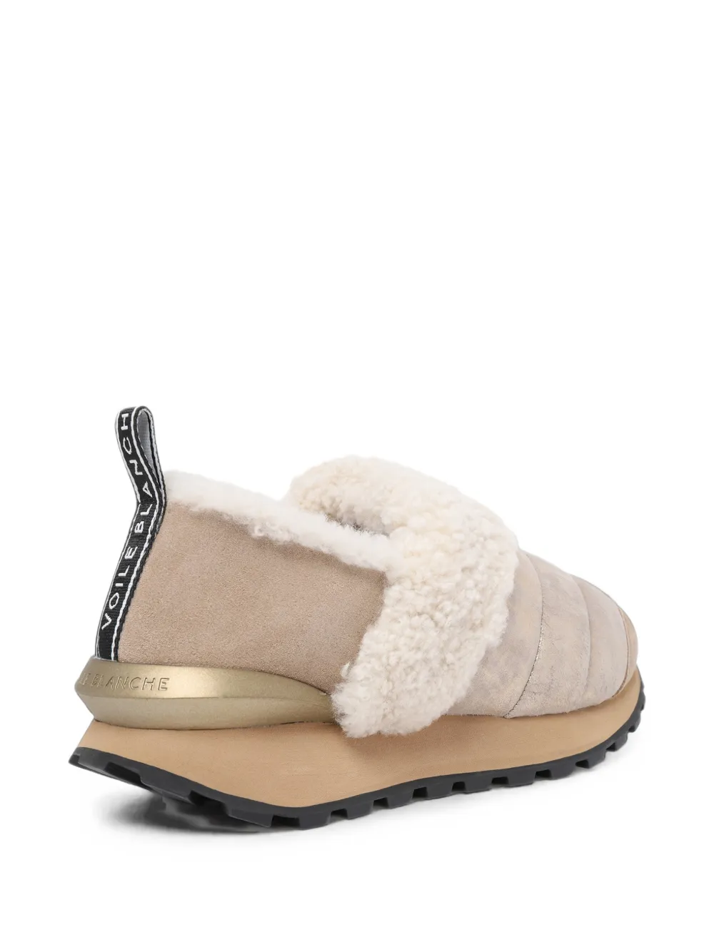 Voile Blanche shearling-trim padded sneakers Beige