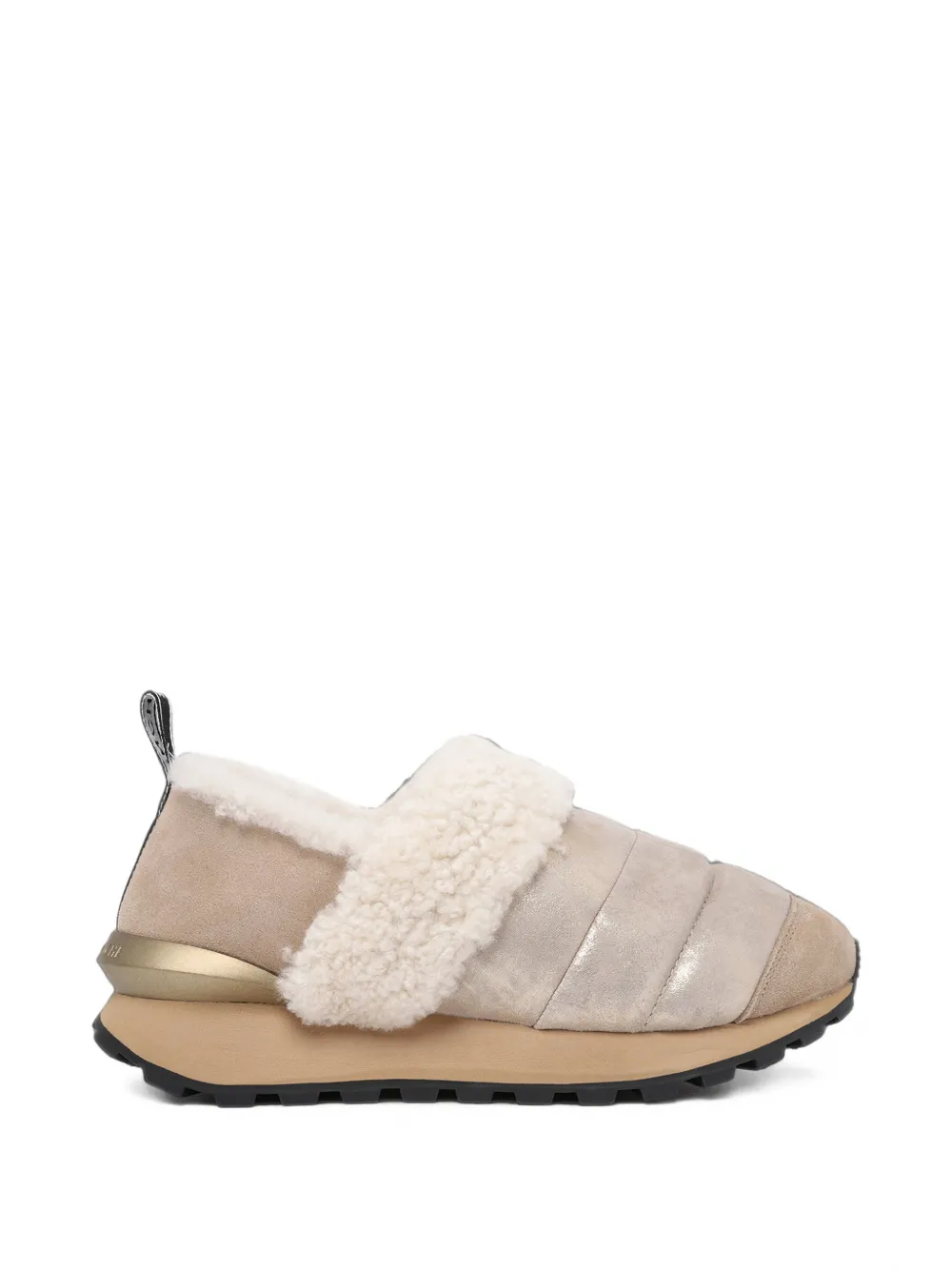 Voile Blanche shearling-trim padded sneakers Beige
