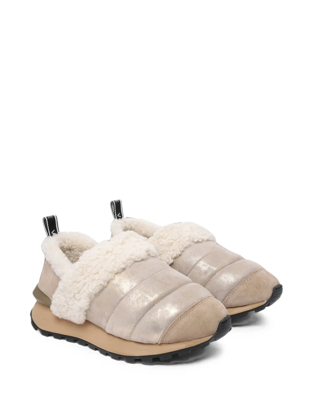 Voile Blanche shearling-trim padded sneakers Beige