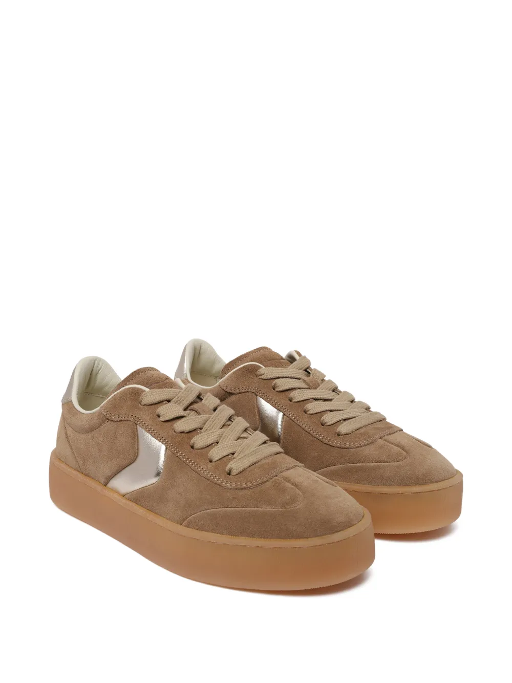 Voile Blanche suede-metallic sneakers Beige