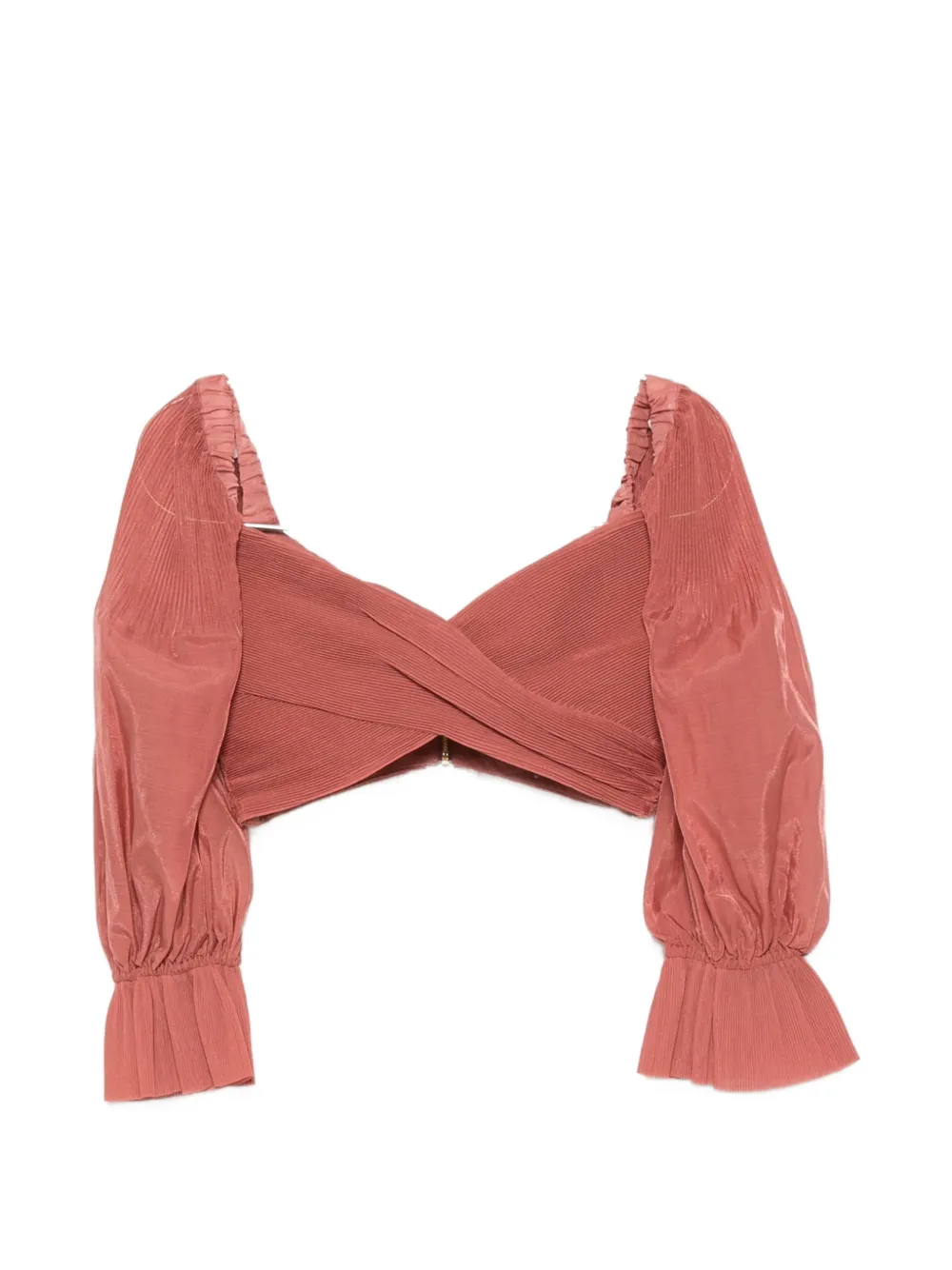 ZIMMERMANN pleated puff-sleeve top - Rosso