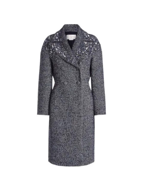 Genny crystal-embellished herringbone coat