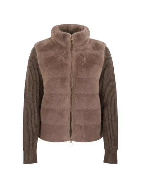Duno Nila faux-fur panelled ribbed-knit jacket