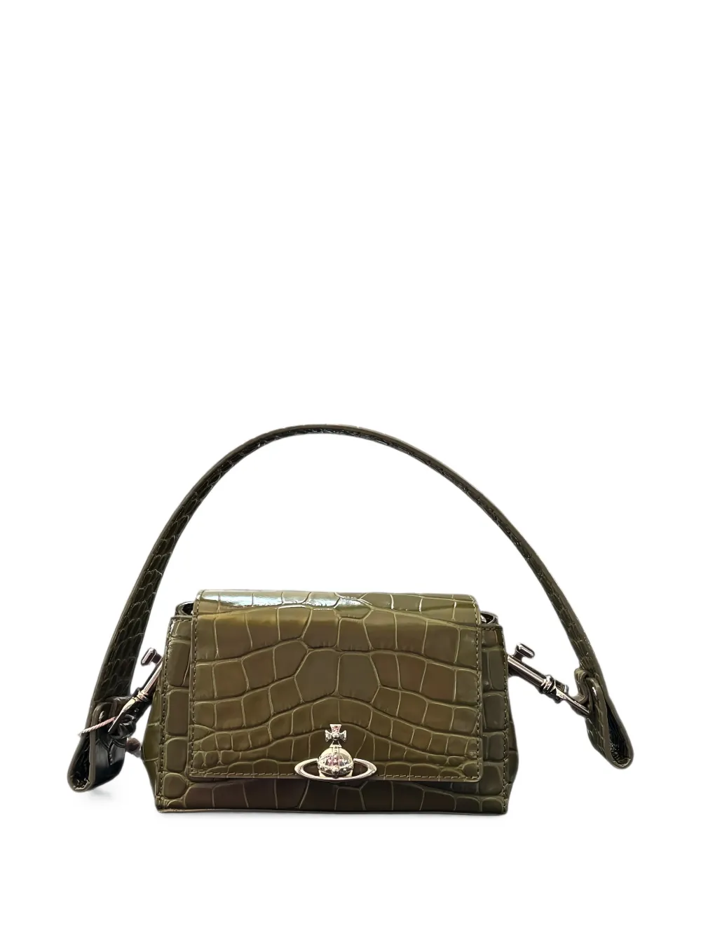 Vivienne Westwood Tas met krokodillen-reliëf en Orb-plakkaat Groen