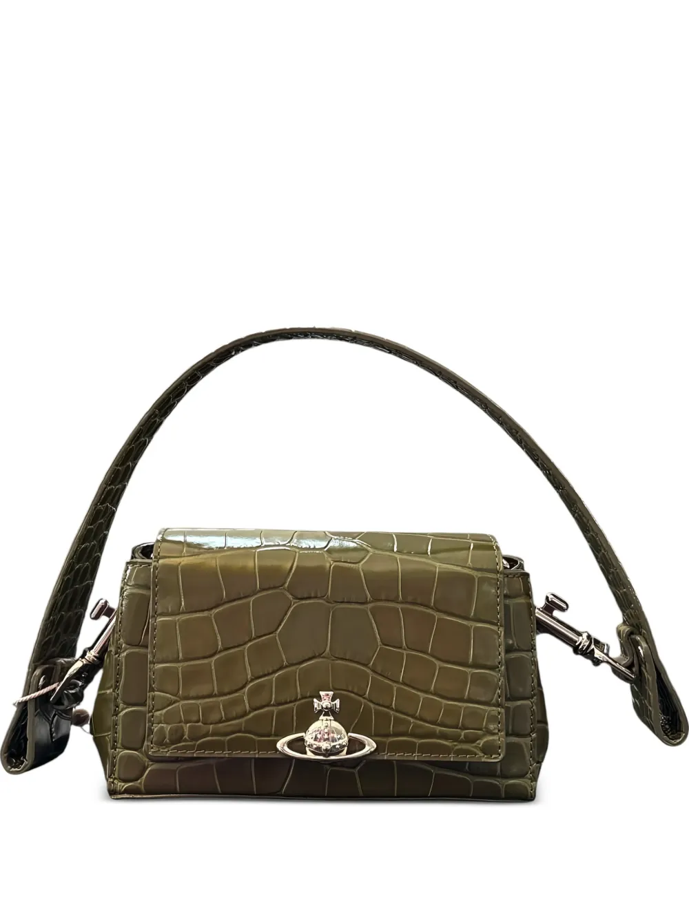 Vivienne Westwood croc-effect Orb plaque bag - Verde