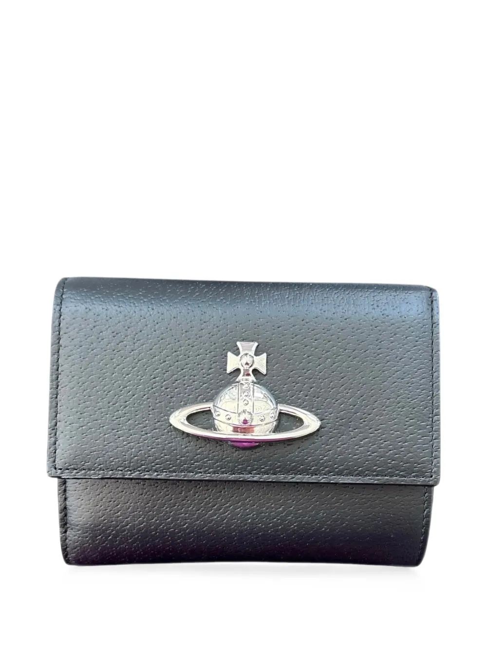 Vivienne Westwood Orb-plaque grained leather wallet - Nero