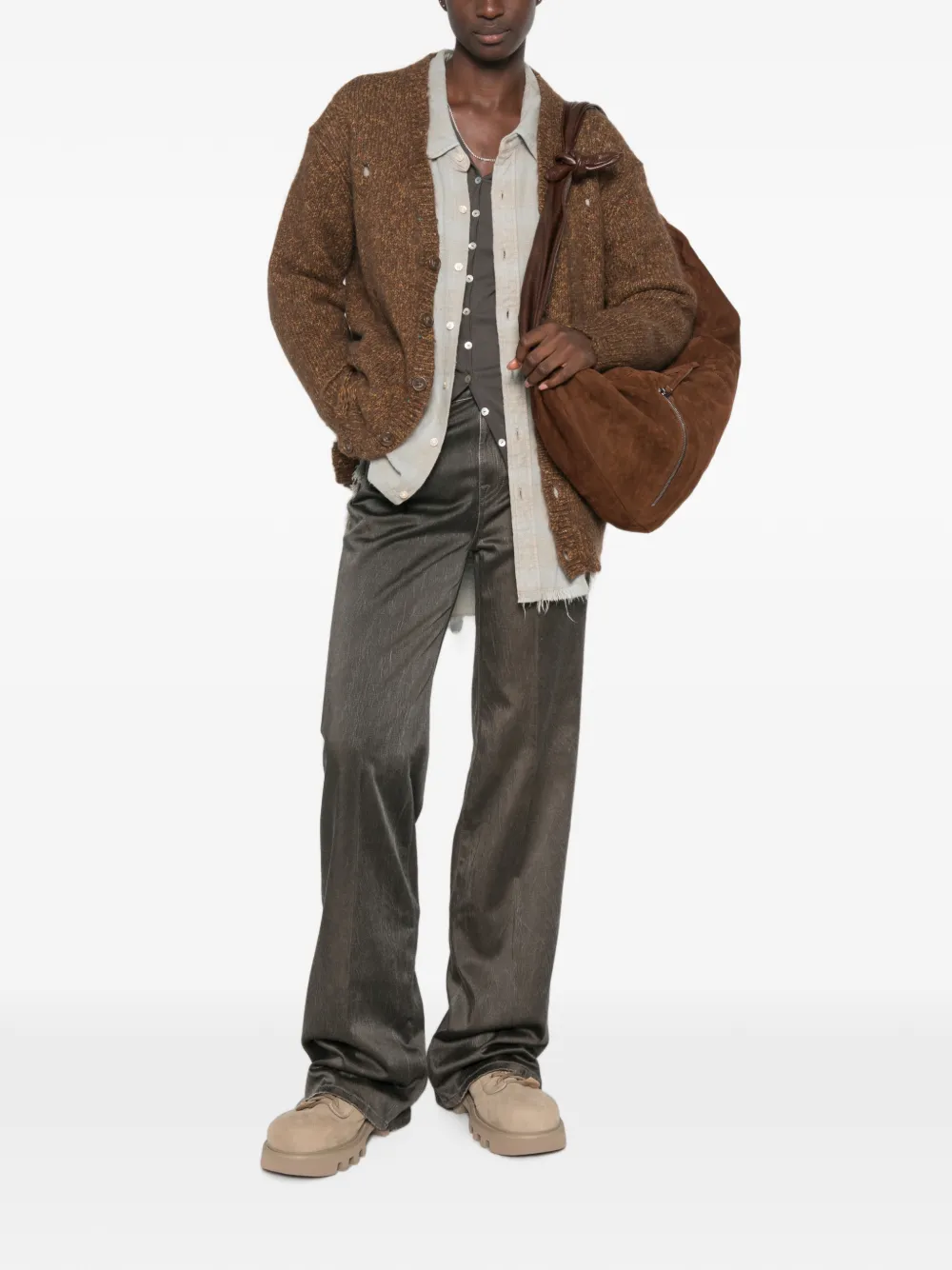 R13 Charlotte jeans met satijnen afwerking Bruin