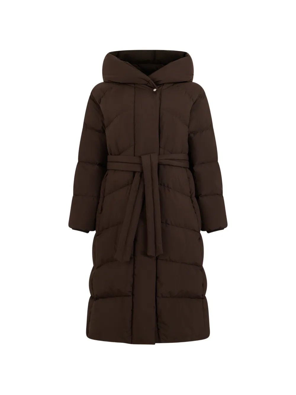 Moorer belted hooded puffer jacket - Braun