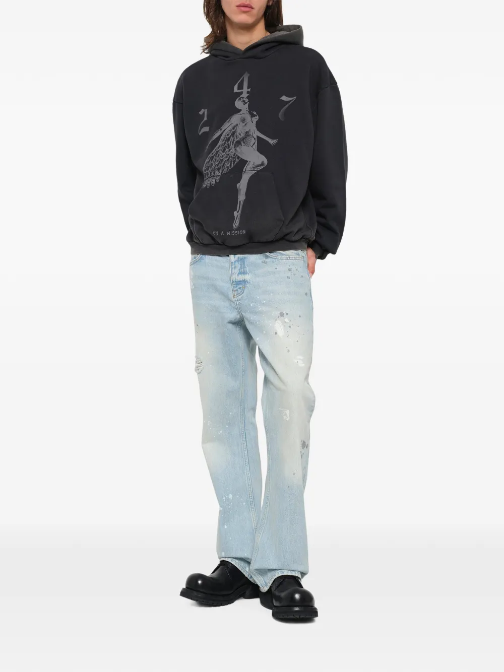 Represent 247 Fallen Angel hoodie met grafische print Zwart