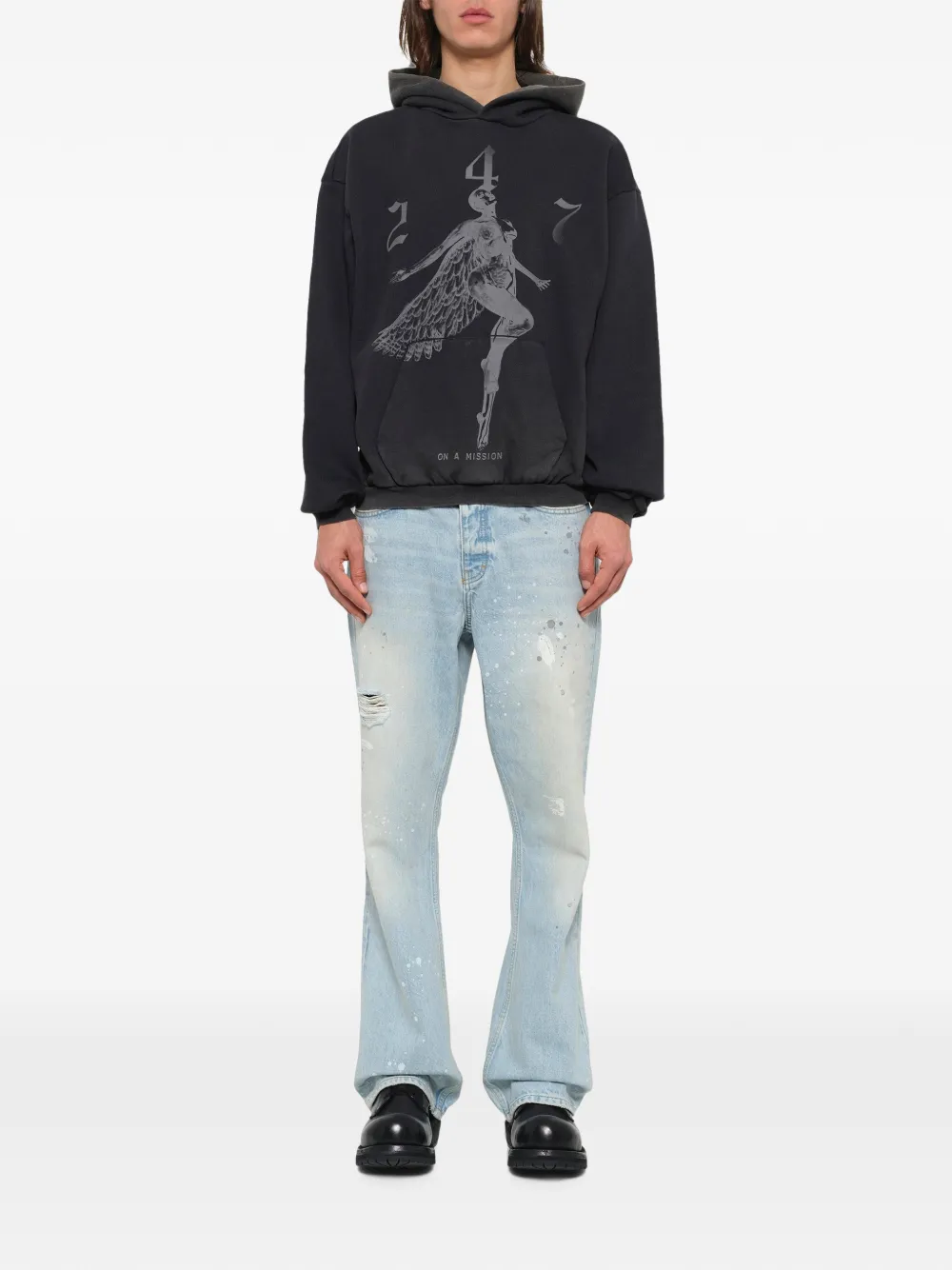 Represent 247 Fallen Angel hoodie met grafische print Zwart