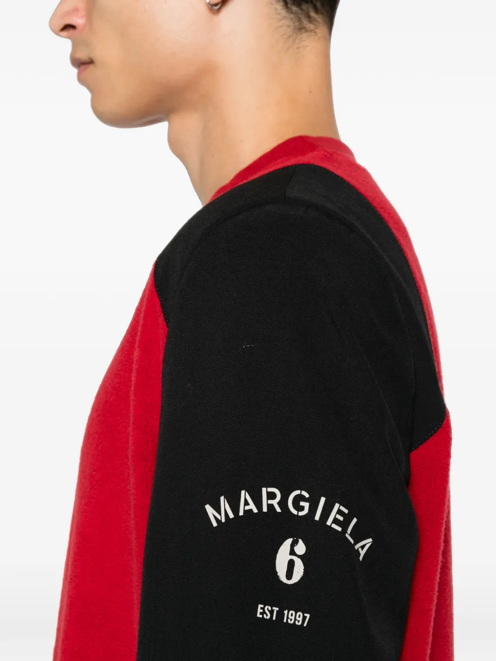 MM6 Maison Margiela T-shirt met logoprint en raglan mouwen Rood