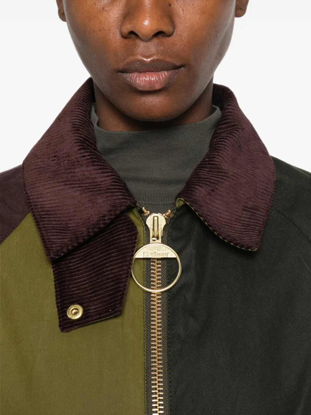 Barbour Gewaxt jack met colourblocking Groen
